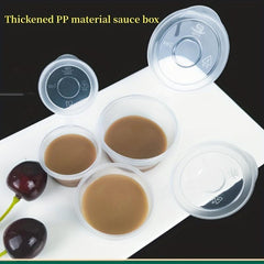 100pcs Set of PP Storage Boxes & Sauce Cups with Lid Leakproof