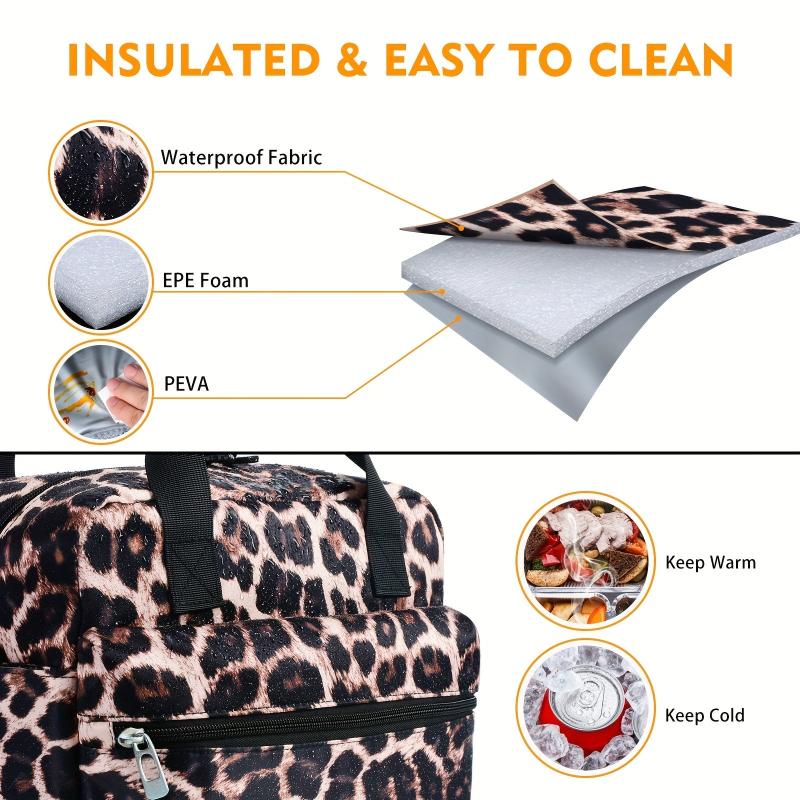 Leopard Insulated Lunch Bag Reusable Thickened Lunch Box