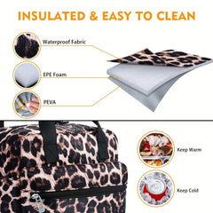 Leopard Insulated Lunch Bag Reusable Thickened Lunch Box