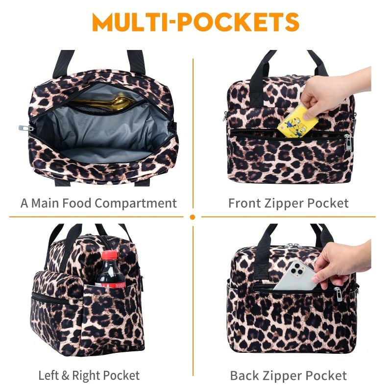 Leopard Insulated Lunch Bag Reusable Thickened Lunch Box