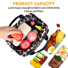 Leopard Insulated Lunch Bag Reusable Thickened Lunch Box