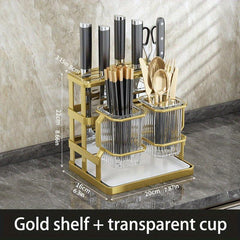 Chopstick Holder Cutlery Storage Organizer Drain Rack With Drip Tray