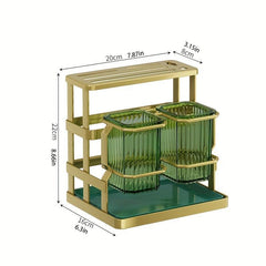 Chopstick Holder Cutlery Storage Organizer Drain Rack With Drip Tray