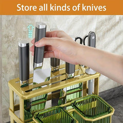 Chopstick Holder Cutlery Storage Organizer Drain Rack With Drip Tray