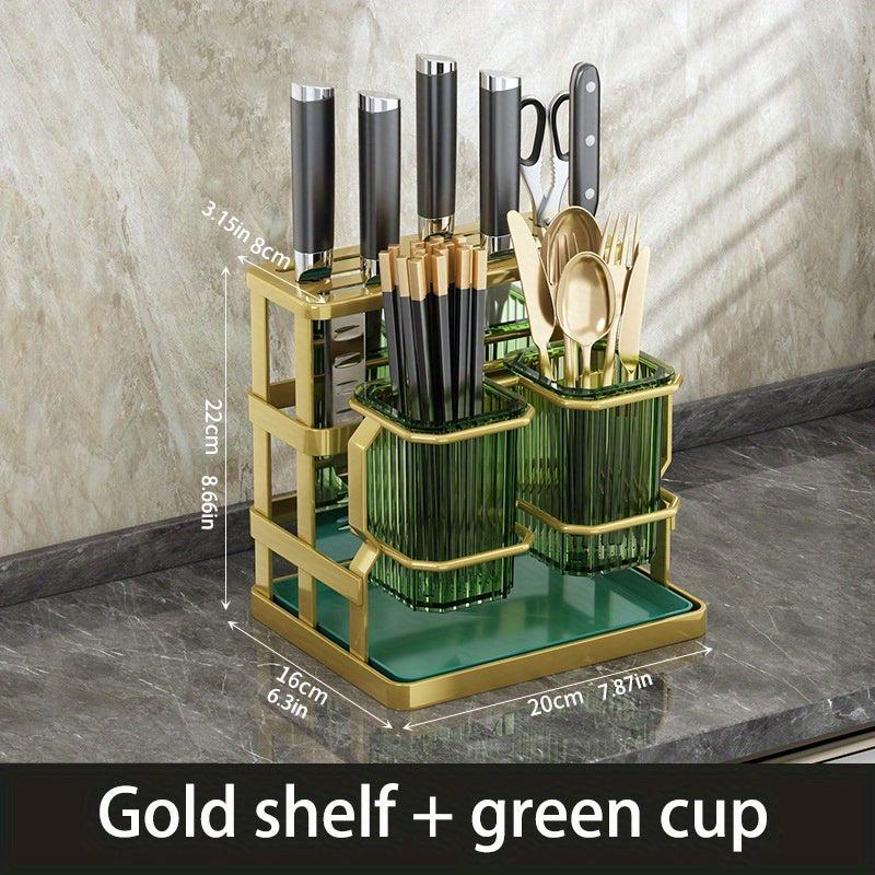 Chopstick Holder Cutlery Storage Organizer Drain Rack With Drip Tray