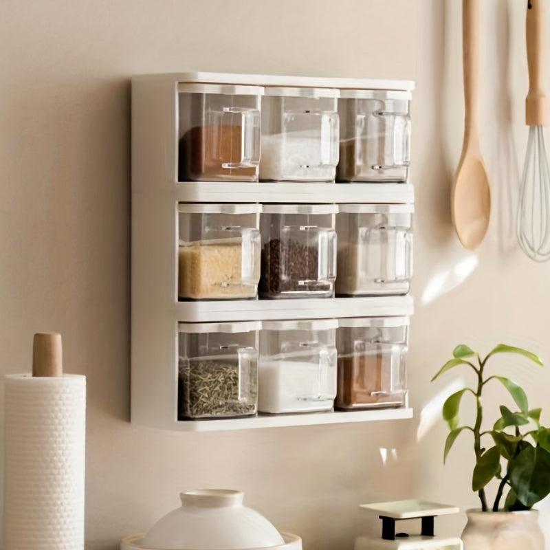 Grid Seasoning Box with Spoon - Kitchen Spice Organizer