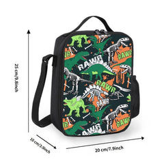 Dino Lunch Bag Insulated Reusable Fossils Tote for Camping
