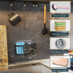 Stainless Steel Sink Drain Rack with Telescopic Tableware Drain Rack