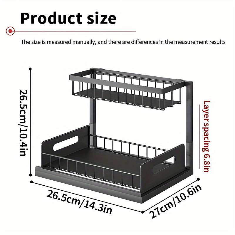 2 Layer Sliding Sink Rack Cabinet Storage for Kitchen & Bathroom