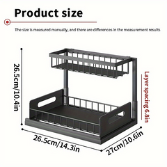 2 Layer Sliding Sink Rack Cabinet Storage for Kitchen & Bathroom
