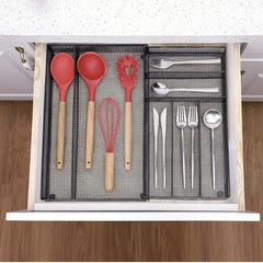 Metal Cutlery Tray 6 Compartments Kitchen Drawer Utensil Organizer
