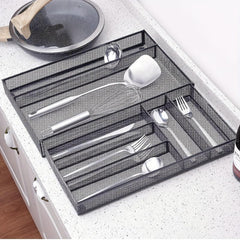 Metal Cutlery Tray 6 Compartments Kitchen Drawer Utensil Organizer