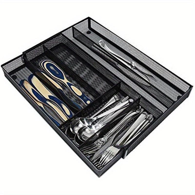 Metal Cutlery Tray 6 Compartments Kitchen Drawer Utensil Organizer