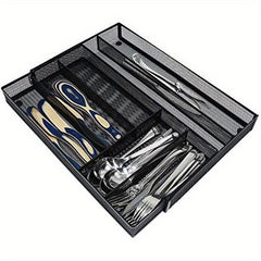 Metal Cutlery Tray 6 Compartments Kitchen Drawer Utensil Organizer