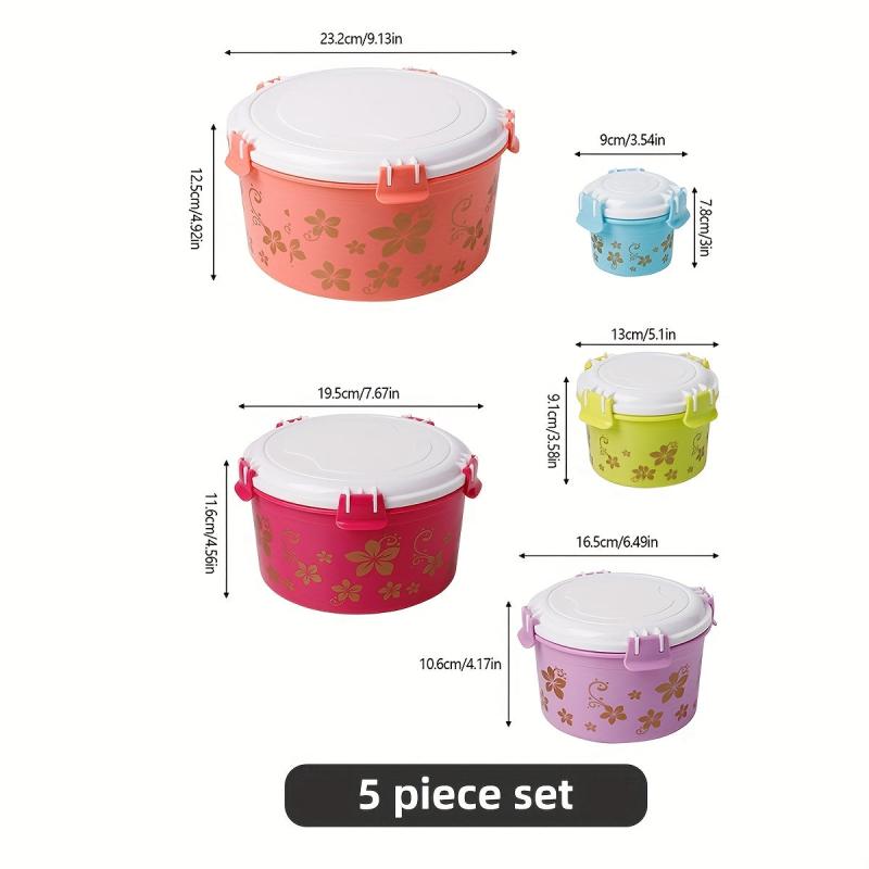 5pc Refrigerator Food Storage Box for School & Work Lunch Camping Picnic