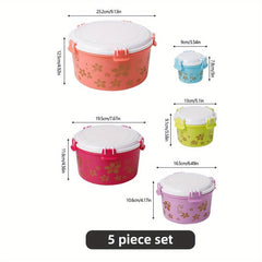 5pc Refrigerator Food Storage Box for School & Work Lunch Camping Picnic