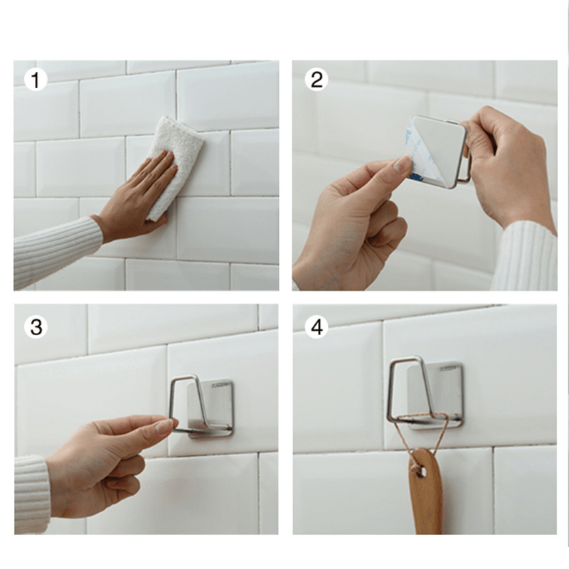 Stainless Steel Sink Sponges Holder Self Adhesive Drying Rack