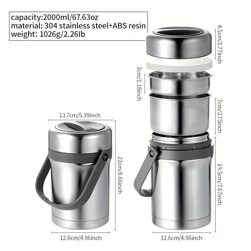 RYBACK Insulated Food Jar 64oz Cylindrical Lunch Container Thermal Lunch Box