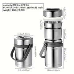 RYBACK Insulated Food Jar 64oz Cylindrical Lunch Container Thermal Lunch Box