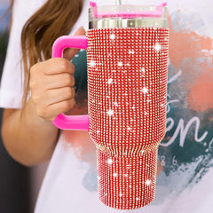 40oz Stainless Steel Studded Tumbler With Lid and Rhinestone Decor