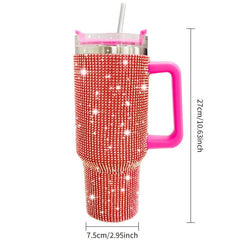 40oz Stainless Steel Studded Tumbler With Lid and Rhinestone Decor