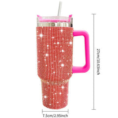 40oz Stainless Steel Studded Tumbler With Lid and Rhinestone Decor