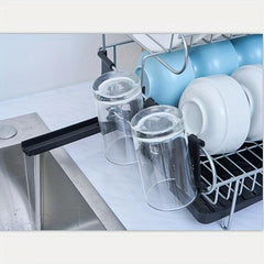 Double Layer Draining Dish Rack Large Capacity Organizer Kit