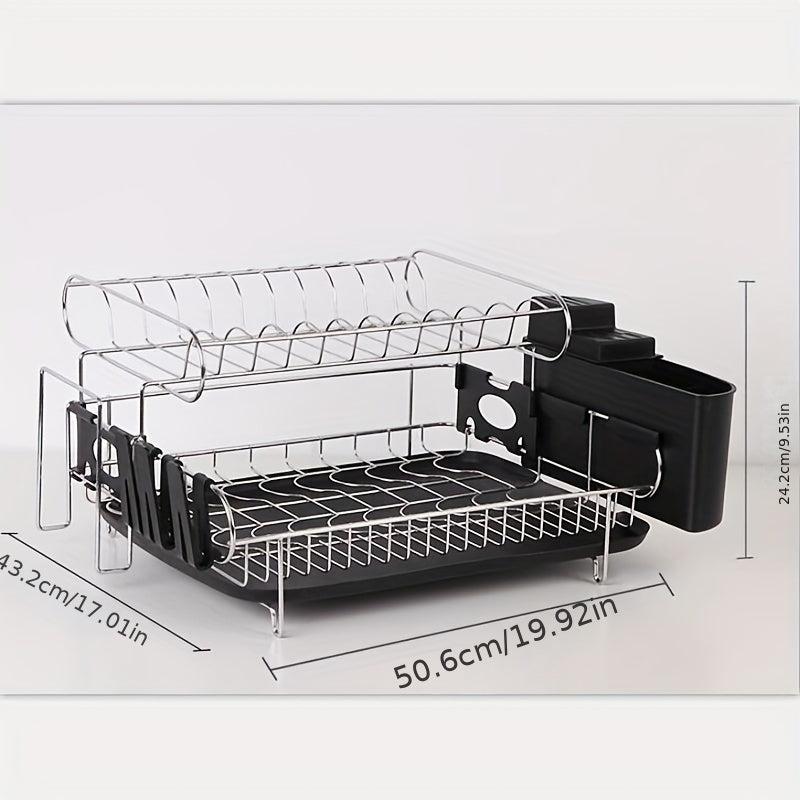 Double Layer Draining Dish Rack Large Capacity Organizer Kit