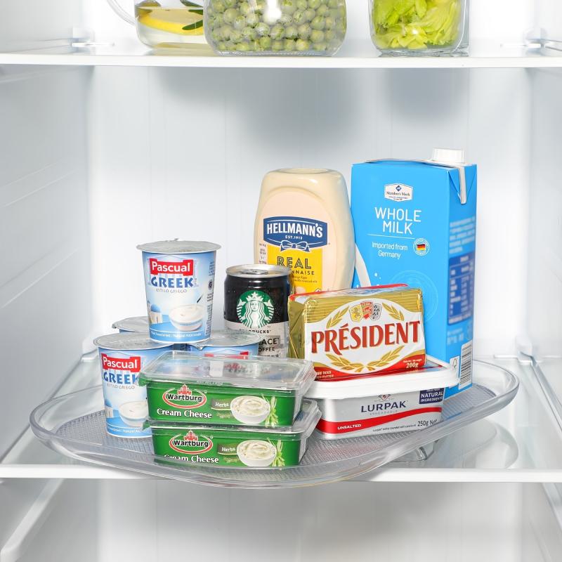 Transparent Rotating Disk Organizer for Kitchen Refrigerator Storage