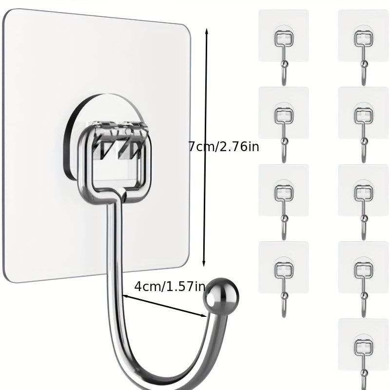 10pcs Heavy Duty Adhesive Hooks for Hanging Heavy Items Waterproof Rustproof