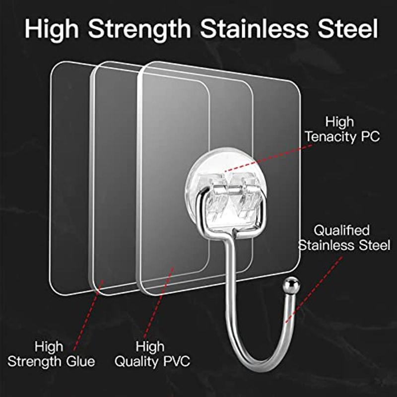 10pcs Heavy Duty Adhesive Hooks for Hanging Heavy Items Waterproof Rustproof