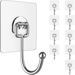 10pcs Heavy Duty Adhesive Hooks for Hanging Heavy Items Waterproof Rustproof