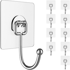 10pcs Heavy Duty Adhesive Hooks for Hanging Heavy Items Waterproof Rustproof