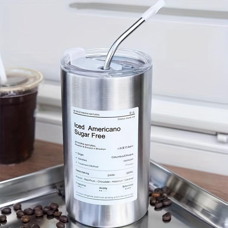 Insulated Stainless Steel Coffee Cup Leakproof Cooler Straw Cup