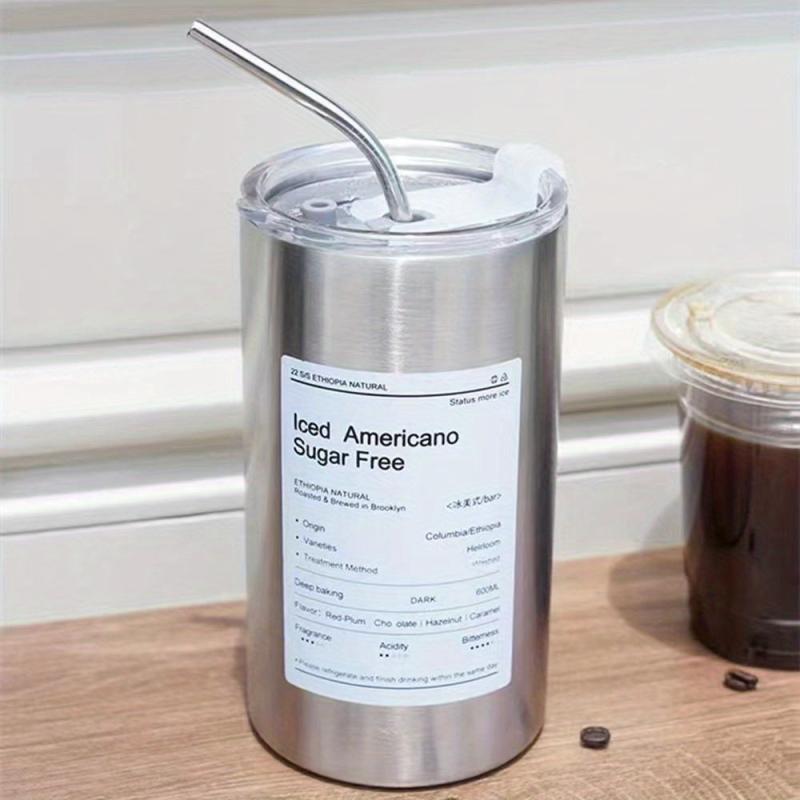 Insulated Stainless Steel Coffee Cup Leakproof Cooler Straw Cup