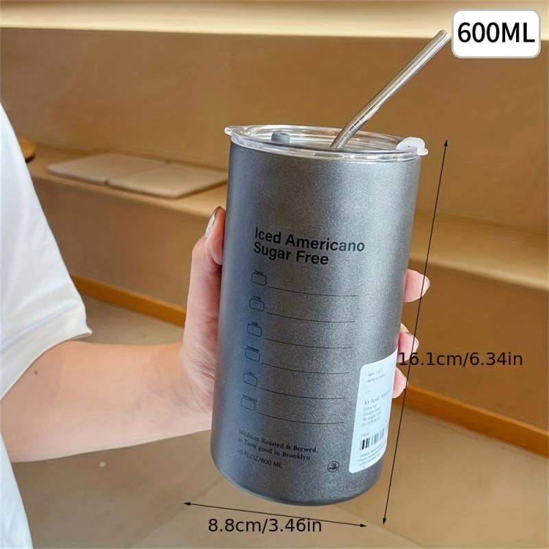 Insulated Stainless Steel Coffee Cup Leakproof Cooler Straw Cup