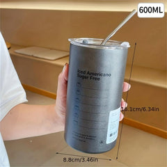 Insulated Stainless Steel Coffee Cup Leakproof Cooler Straw Cup