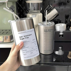 Insulated Stainless Steel Coffee Cup Leakproof Cooler Straw Cup