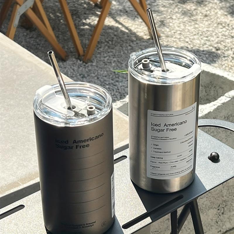 Insulated Stainless Steel Coffee Cup Leakproof Cooler Straw Cup