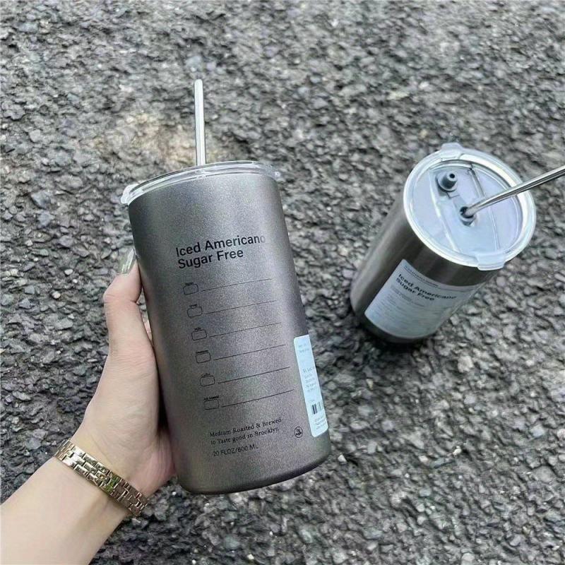 Insulated Stainless Steel Coffee Cup Leakproof Cooler Straw Cup