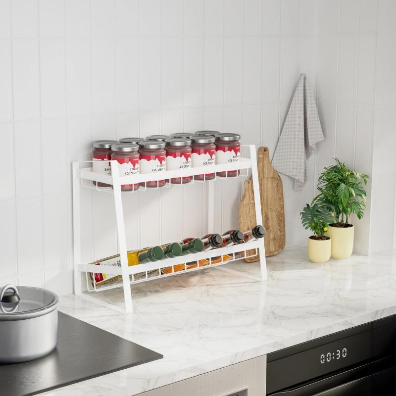 Spice Rack Organizer Seasoning Condiment Shelf Bevelled Perfect For Bottles Jars