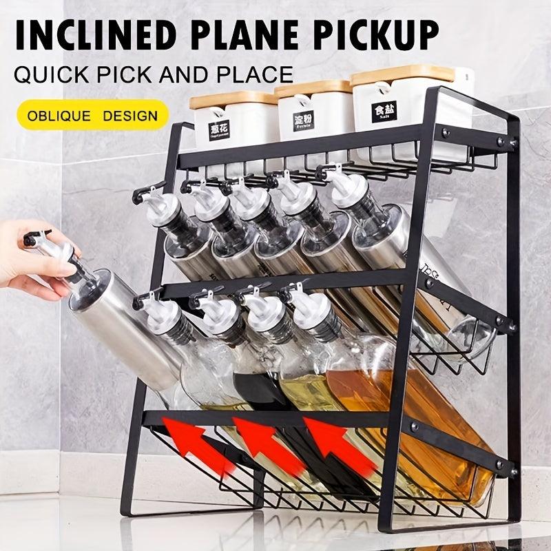 Spice Rack Organizer Seasoning Condiment Shelf Bevelled Perfect For Bottles Jars