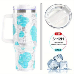 Cow Print Studded Tumbler 40oz Stainless Steel Thermal Water Bottle