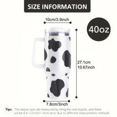 Cow Print Studded Tumbler 40oz Stainless Steel Thermal Water Bottle