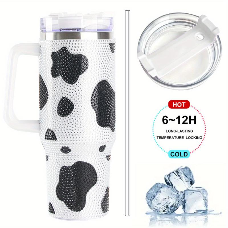 Cow Print Studded Tumbler 40oz Stainless Steel Thermal Water Bottle