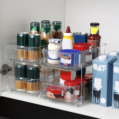 2 Tier Slide Out Clear Storage Container for Bathroom & Kitchen