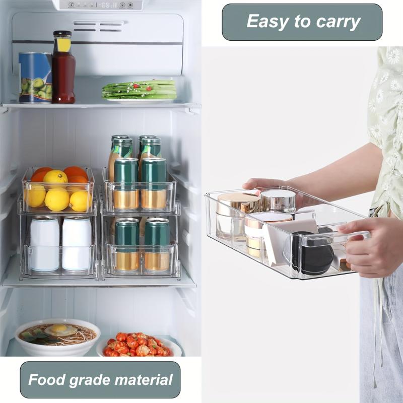 2 Tier Slide Out Clear Storage Container for Bathroom & Kitchen