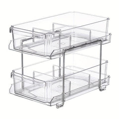 2 Tier Slide Out Clear Storage Container for Bathroom & Kitchen