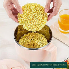 304 Stainless Steel Instant Noodle Bowl With Lid Office Worker Rice Bowl