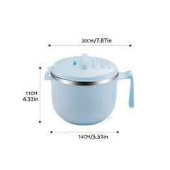 304 Stainless Steel Instant Noodle Bowl With Lid Office Worker Rice Bowl